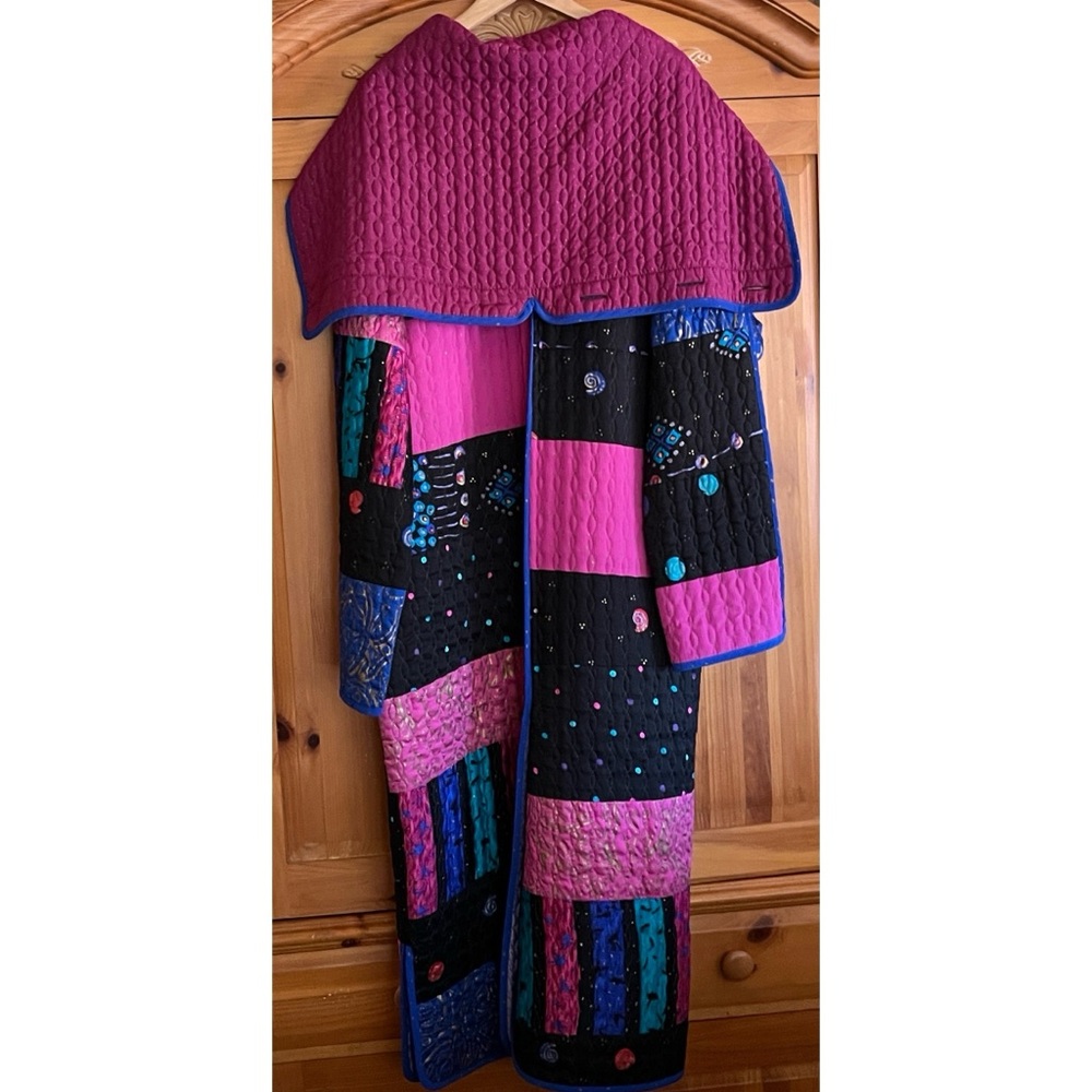 Vintage Jeanne Marc RARE Maximalist Quilted Hooded Patchwork Coat Made in USA - Picture 15 of 15